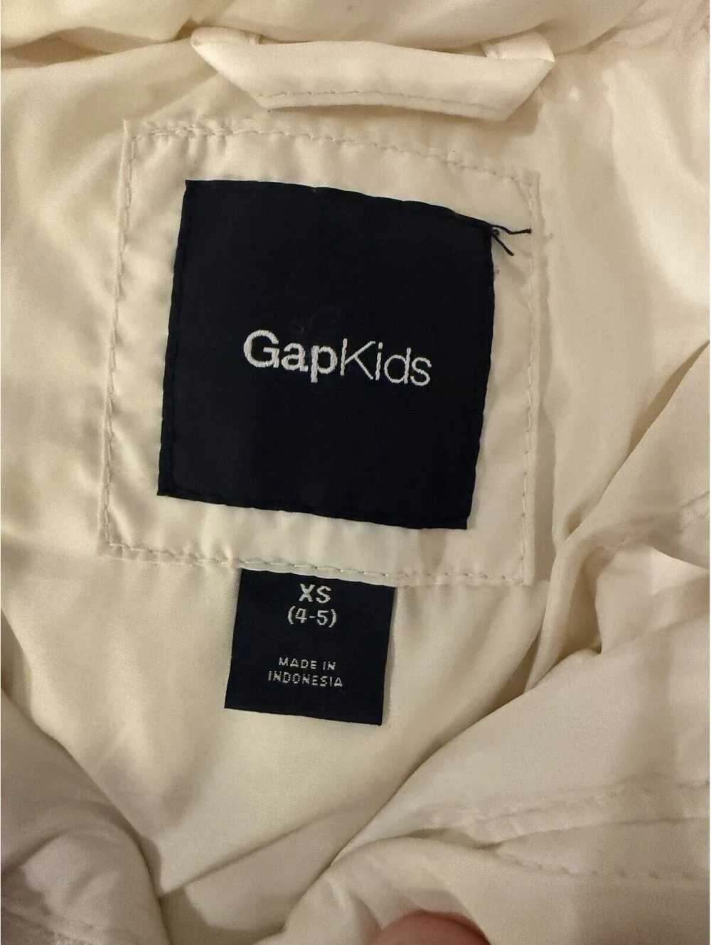 GapKids Girls XS 4-5 Ivory Puffer Vest Faux Fur Hood -000k1